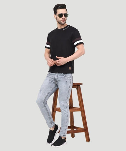 Men's Black Solid Half Sleeves Regular Fit T-Shirt